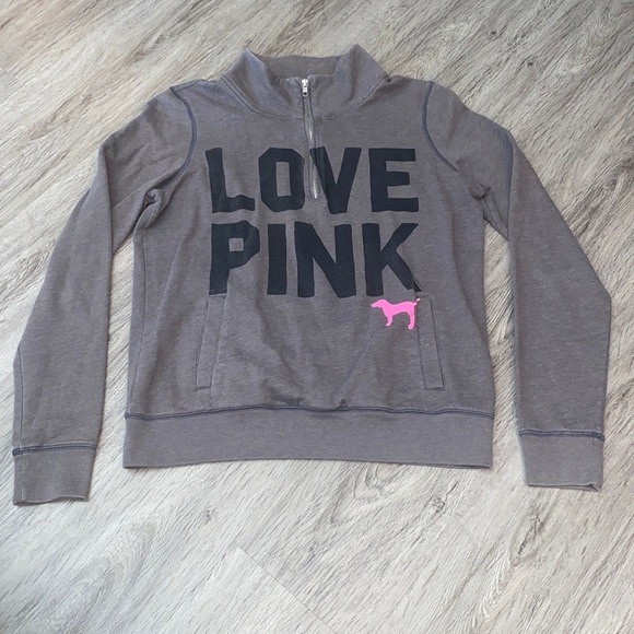 PINK Victoria's Secret Tops - PINK Victoria’s Secret Quarter Zip Sweatshirt